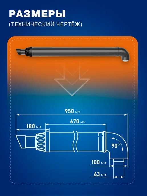 DR Thermo Дымоход коаксиальный комплект Антилед 60 100 - 1,0 м Серый, 0,75 м, фото 4