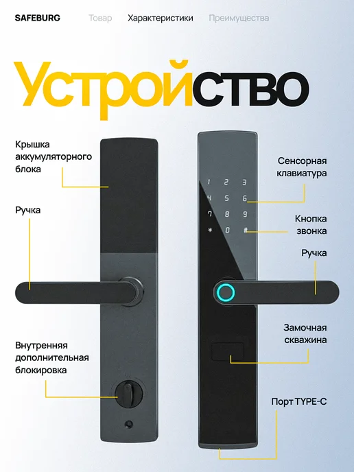 SAFEBURG Умный электронный замок SMART F2, черный, фото 5