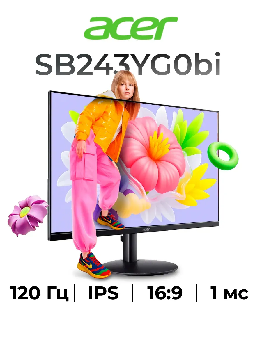 Монитор 24" SB243YG0bi Acer 806947465 купить за 7 976 ₽ в интернет‑магазине Wildberries