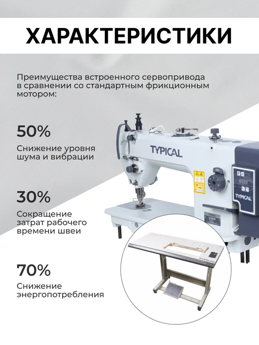 Typical Промышленная швейная машина GC0303D со столом, белый, фото 7