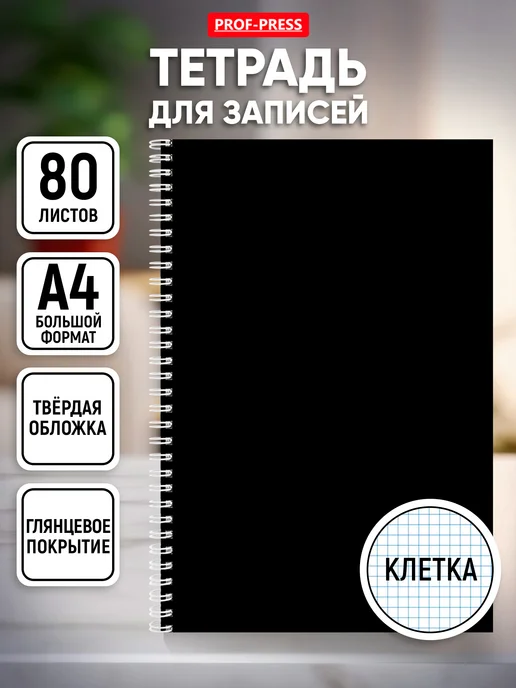 Prof-Press Записная книжка А4 80 листов, черный