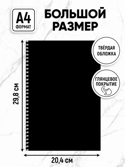 Prof-Press Записная книжка А4 80 листов, черный, фото 2