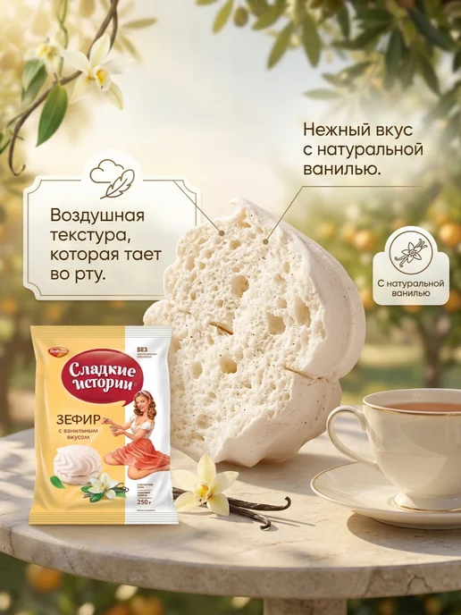 РотФронт Зефир Сладкие истории с ванильным вкусом 250 гр 2 шт, 250 г, 2 шт, фото 2