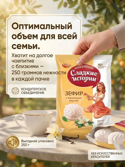РотФронт Зефир Сладкие истории с ванильным вкусом 250 гр 2 шт, 250 г, 2 шт, фото 5