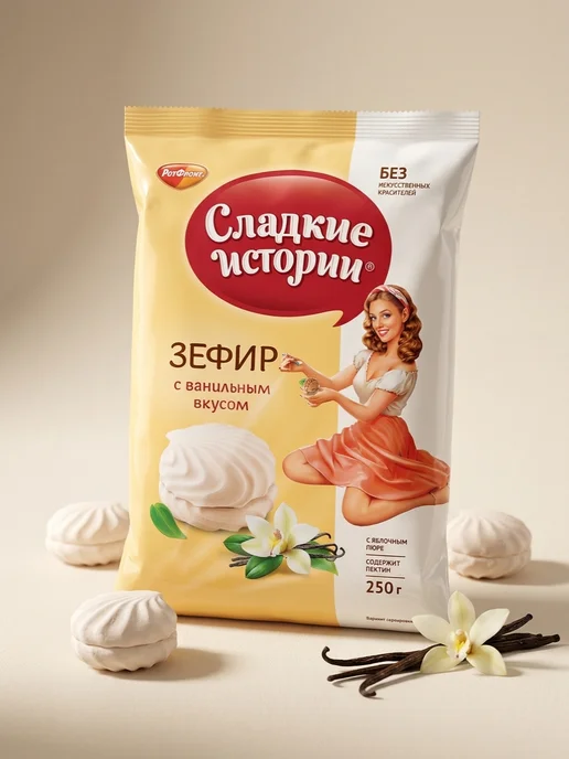 РотФронт Зефир Сладкие истории с ванильным вкусом 250 гр 2 шт, 250 г, 2 шт, фото 8