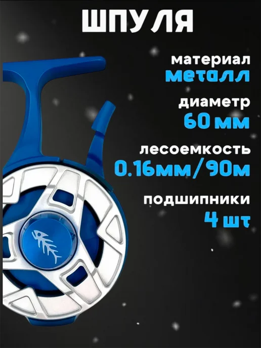 Катушка @SnastiZdraste #Motalka Ice для зимней рыбалки, синий, фото 3