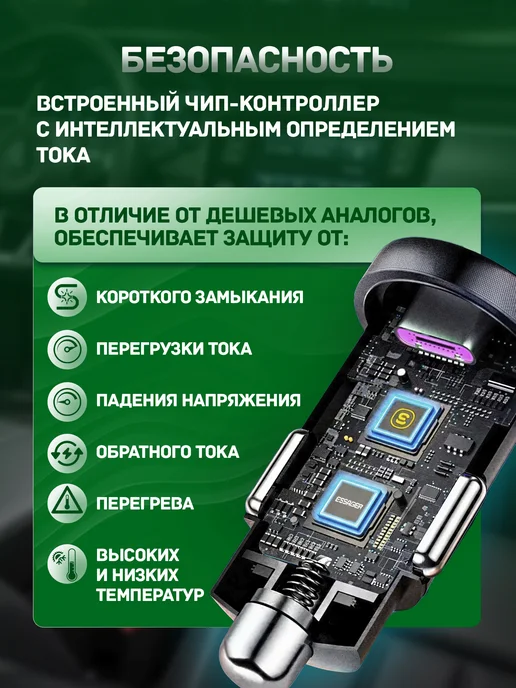 USland Автомобильная зарядка в прикуриватель Type-C с вольтметром, вариант, фото 7