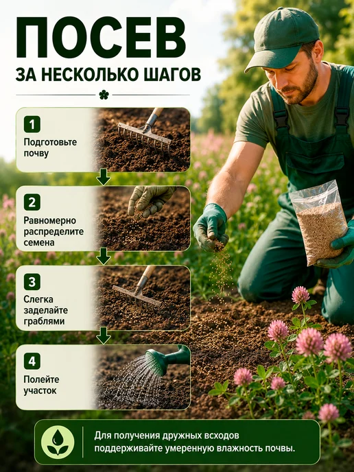 Клевер луговой семена для газона сидерат 1 кг, 1 кг, фото 4