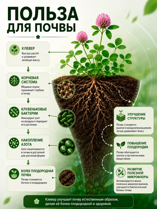 Клевер луговой семена для газона сидерат 1 кг, 1 кг, фото 5