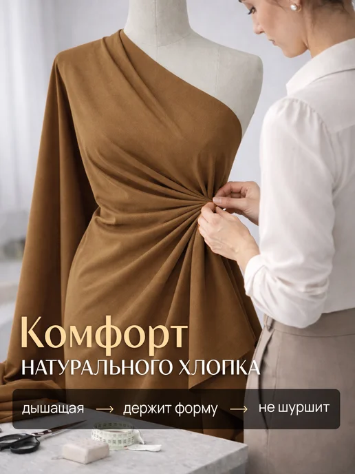 НИТЕКА Джинсовая ткань джинса хлопок 100%, коричневый, фото 2
