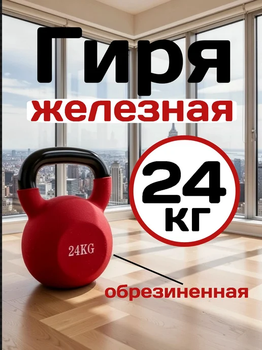 Гиря 24 кг синяя, 24 кг, красный