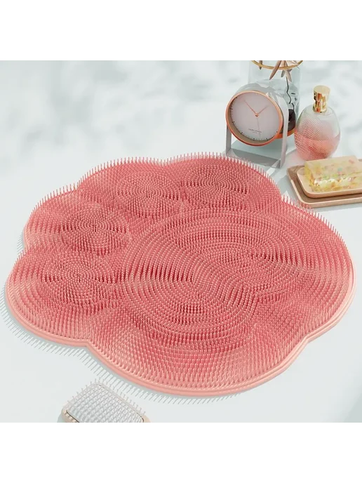Коврик противоскользящий для ванной 30*30см, розовый K12, 30x30 см