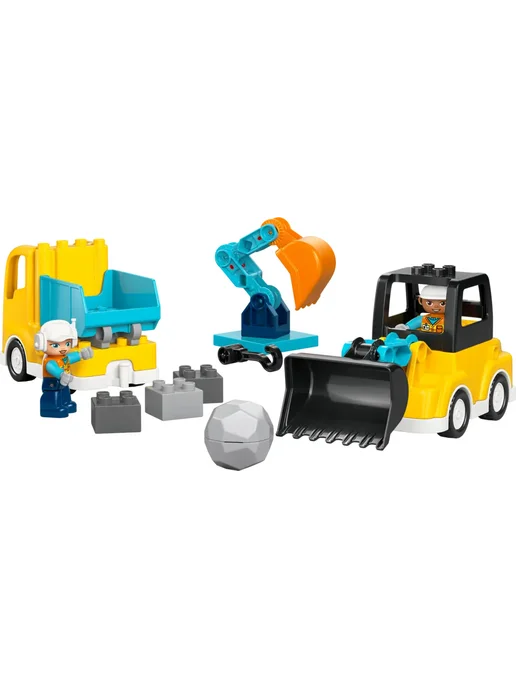 LEGO Конструктор DUPLO 10475 Строительная техника 3в1, желтый, фото 4