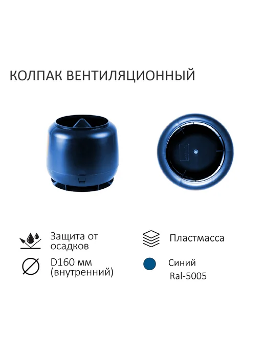 Polivent Комплект вентиляции с колпаком 160 для МП20 иС20, синий, синий, фото 6