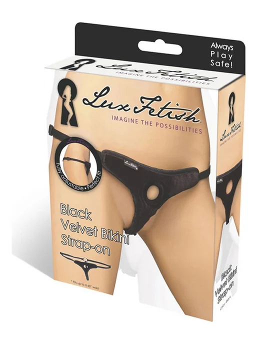 LUX FETISH Черные плюшевые трусики для страпона, ⌀3 см, 3 см, фото 3