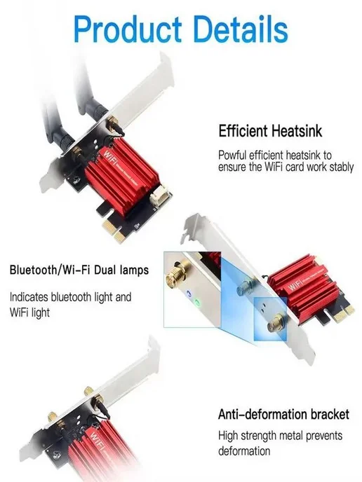 WiFi 5 адаптер AC1200 PCI-E 2 4 5 ГГц с Bluetooth 4 0, вариант, фото 6