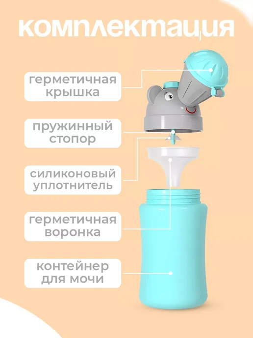 Писсуар детский дорожный походный портативный, голубой, фото 5