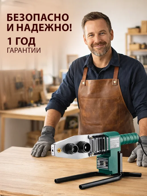 FAVOURITE Паяльник для пластиковых труб 1500 Вт 3 насадки 20-32 мм, 1500 Вт, фото 2