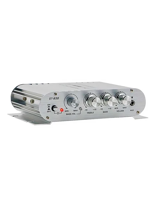Усилитель HiFi ST-838 2.1 мощность 80W*2 авто дома (серебро), 80 Вт