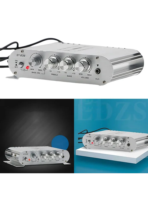 Усилитель HiFi ST-838 2.1 мощность 80W*2 авто дома (серебро), 80 Вт, фото 5