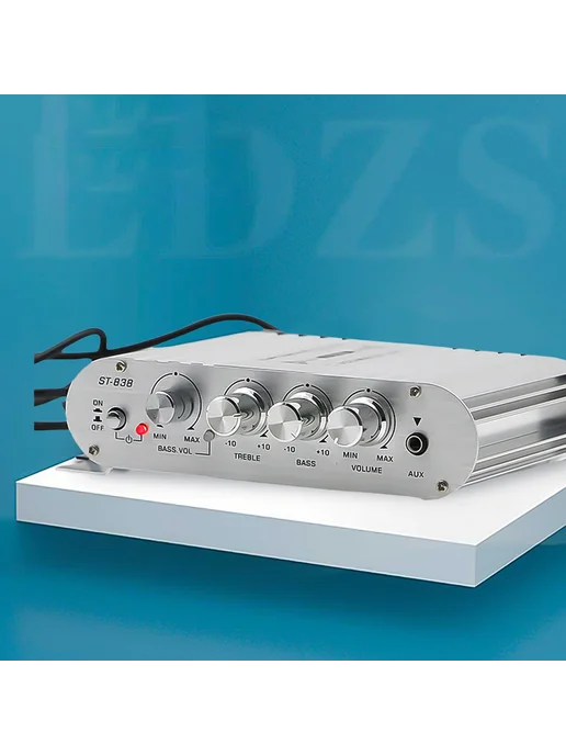 Усилитель HiFi ST-838 2.1 мощность 80W*2 авто дома (серебро), 80 Вт, фото 6
