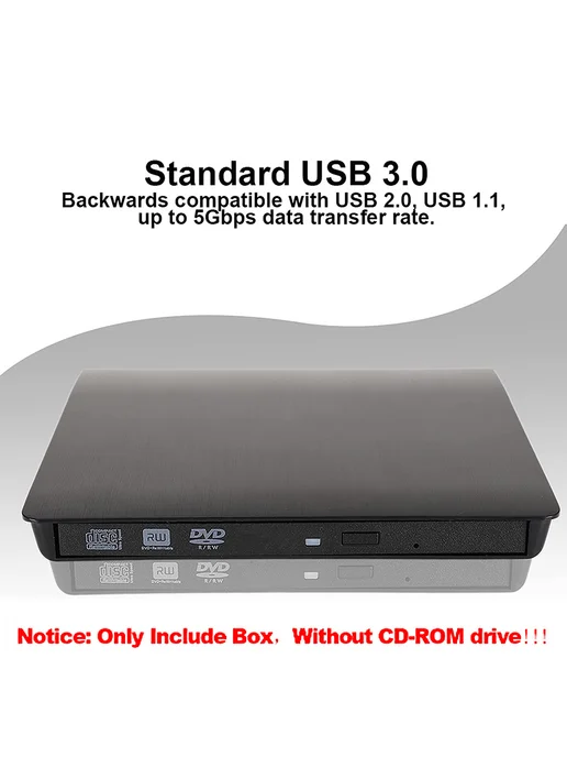 USB 3.0 SATA внешний DVD CD-RW привод корпус (черный), черный, фото 5