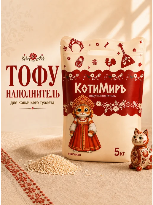 КотиМиръ Комкующийся наполнитель для кошачьего туалета тофу 12 л, 12 л