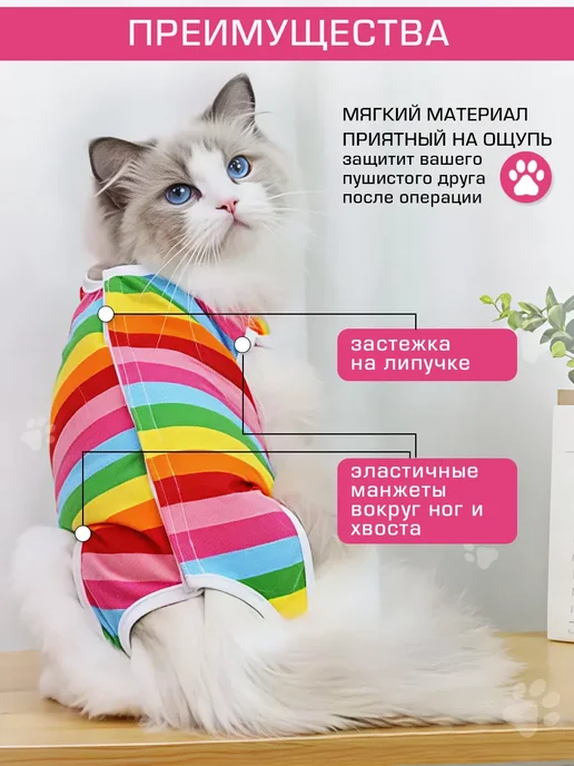 Попона послеоперационная для кошек и собак мелких пород M, розовый, фото 2