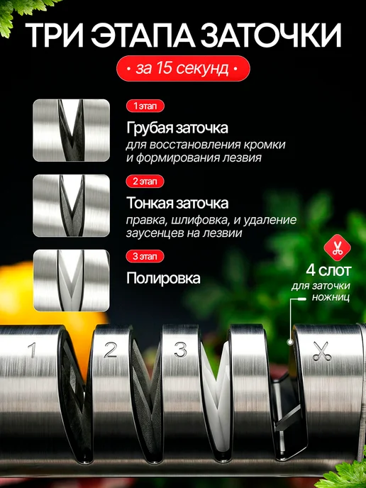 GUTMO Точилка для ножей и ножниц ручная ножеточка, черный, фото 3