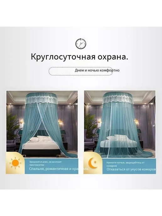 Балдахин Подвесная Москитная Сетка темно-синий балдахин, синий, фото 2