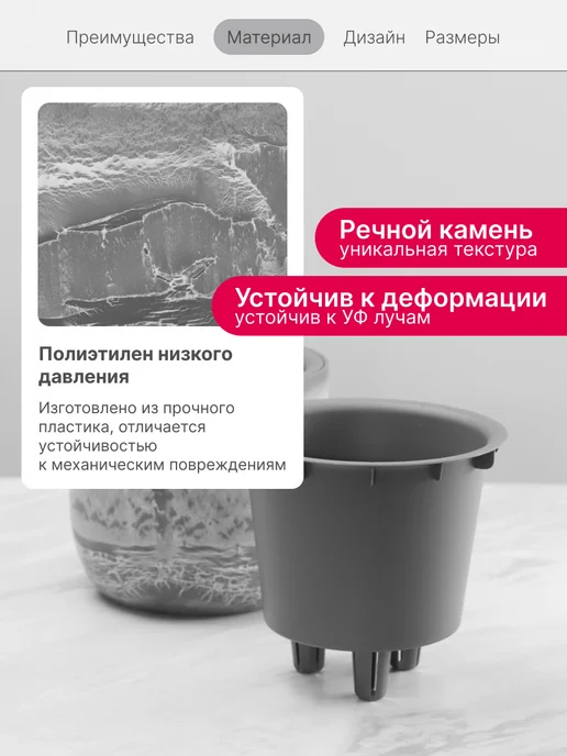 Idea Набор кашпо 1л со вставкой (2шт), 1 л, 2 шт, фото 4