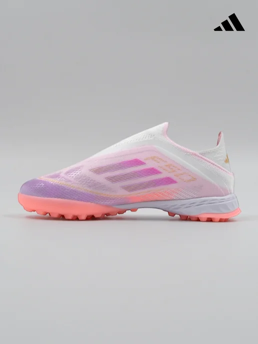 tempo.football Детские футбольные бутсы без шнурков Adidas F50, белый, фото 4
