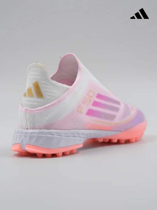 tempo.football Детские футбольные бутсы без шнурков Adidas F50, белый, фото 6