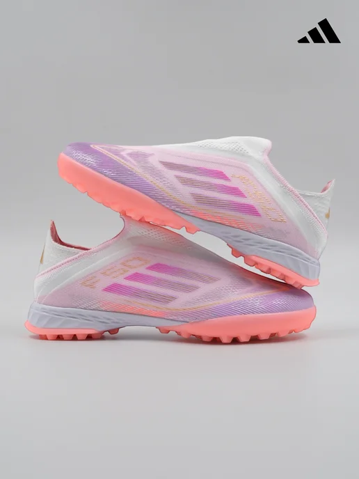 tempo.football Детские футбольные бутсы без шнурков Adidas F50, белый, фото 8
