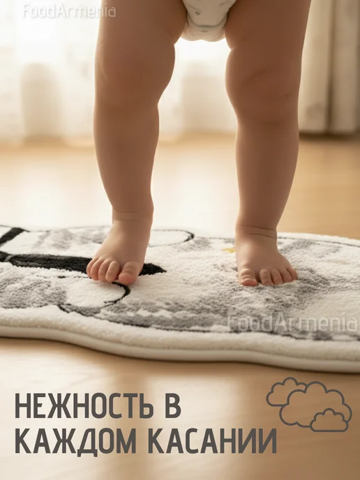 Foodarmenia Коврик Котик в галстуке детский прикроватный 40х80 см, 40x80 см, фото 3
