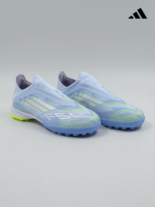 tempo.football Детские футбольные бутсы без шнурков Adidas F50, голубой, фото 2