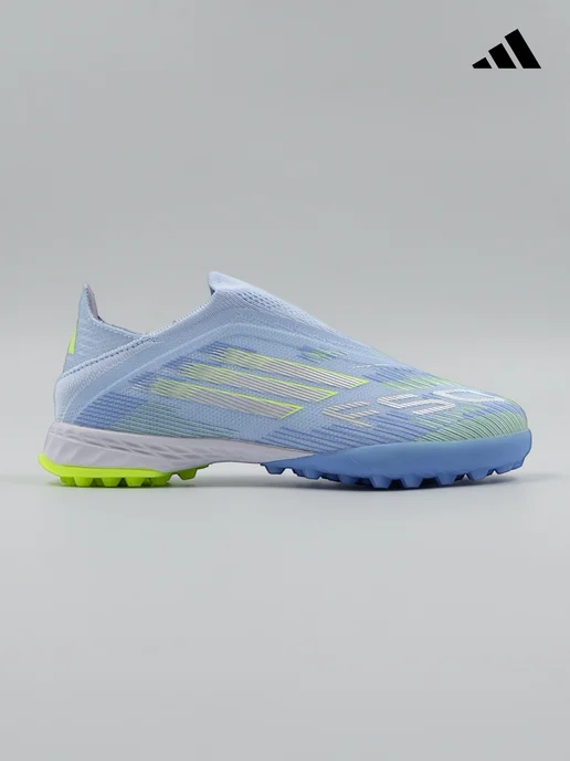 tempo.football Детские футбольные бутсы без шнурков Adidas F50, голубой, фото 3