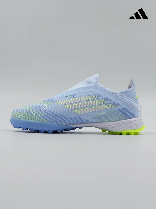 tempo.football Детские футбольные бутсы без шнурков Adidas F50, голубой, фото 4
