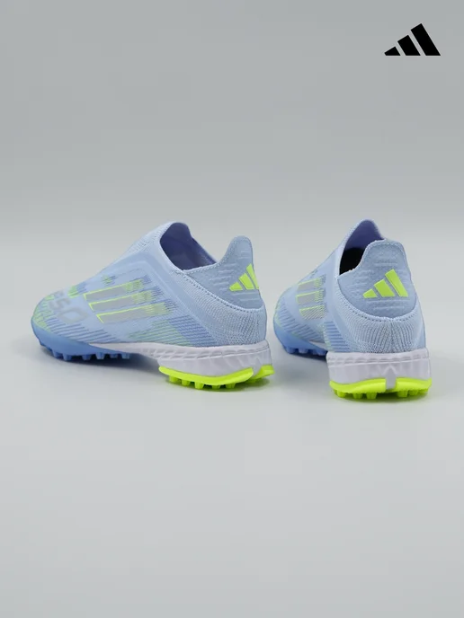 tempo.football Детские футбольные бутсы без шнурков Adidas F50, голубой, фото 5