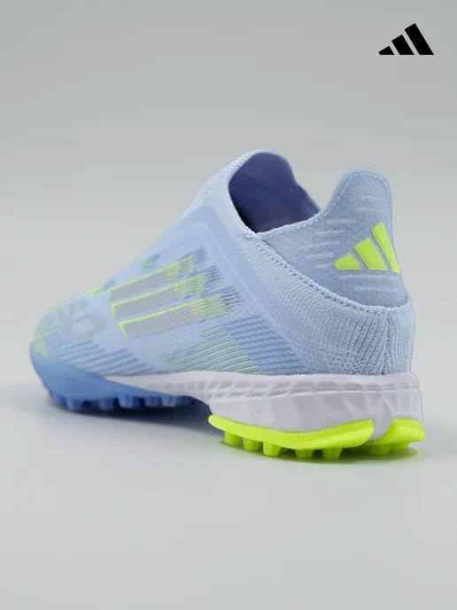 tempo.football Детские футбольные бутсы без шнурков Adidas F50, голубой, фото 7
