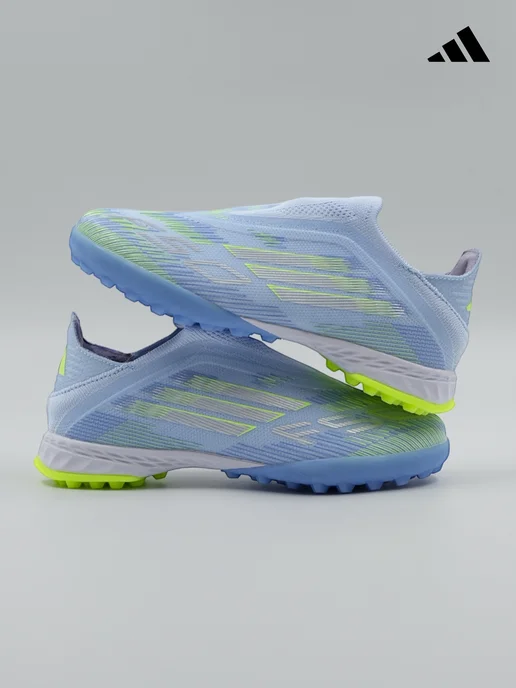 tempo.football Детские футбольные бутсы без шнурков Adidas F50, голубой, фото 8