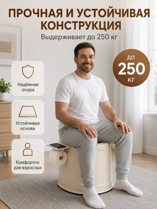 Биотуалет для дома и дачи переносной с индикатором, серый, фото 3