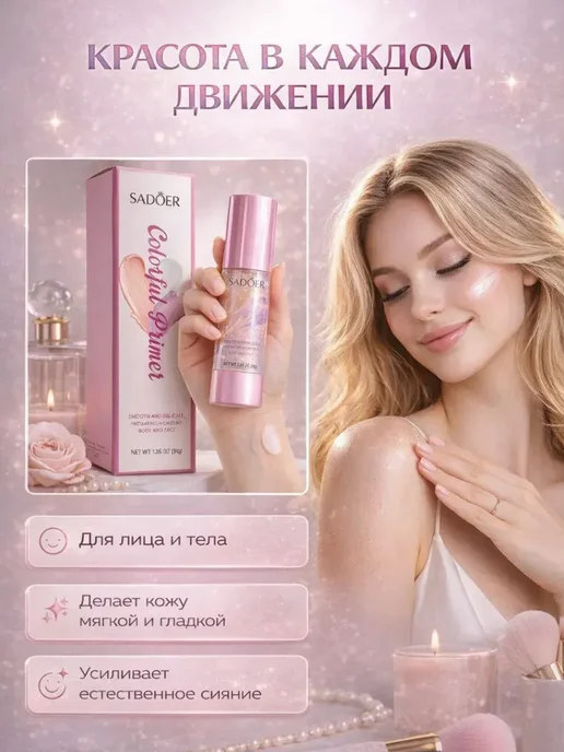 DA85 База под макияж.Основа под макияж.Праймер для лица 3 в 1, бежевый, фото 3