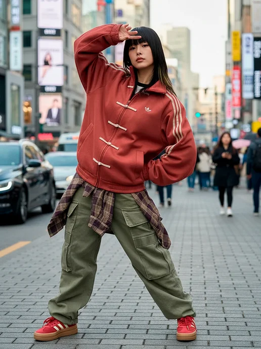FAKE ID Кофта олимпийка в китайском стиле Adidas зипка у2к худи, красный, фото 5