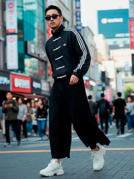FAKE ID Кофта олимпийка в китайском стиле Adidas зипка у2к худи, черный, фото 4