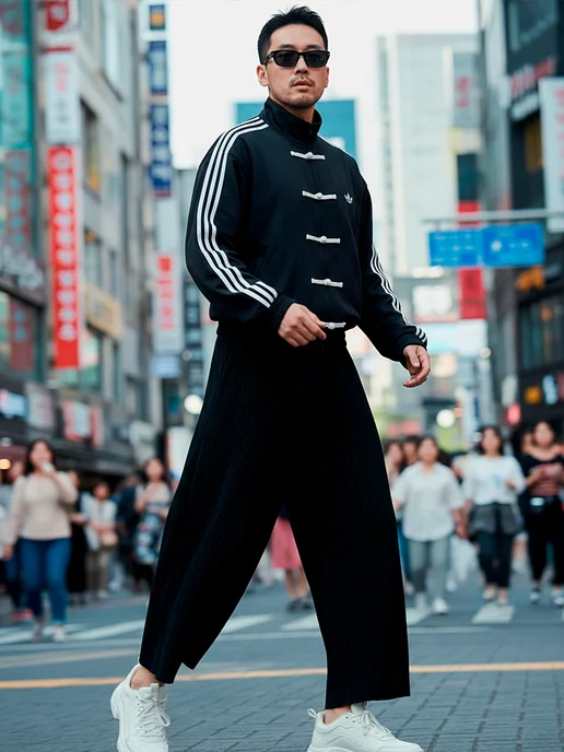 FAKE ID Кофта олимпийка в китайском стиле Adidas зипка у2к худи, черный, фото 7