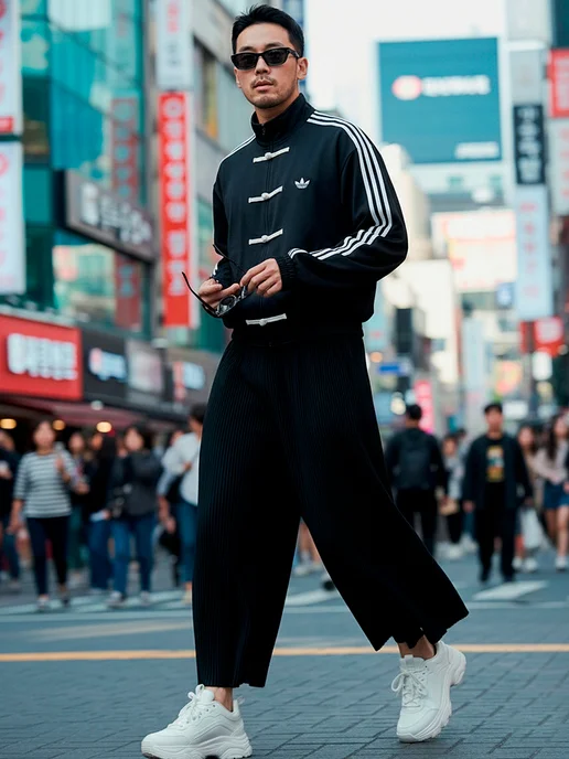 FAKE ID Кофта олимпийка в китайском стиле Adidas зипка у2к худи, черный, фото 8