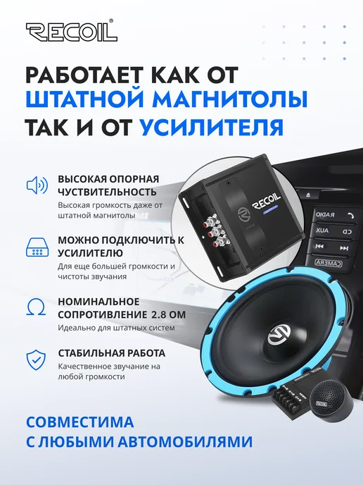 Динамики автомобильные 16 см Recoil REM65, синий, фото 3