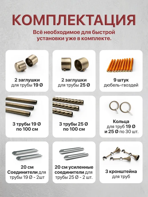 Прима Дом Карниз для штор и гардин настенный двухрядный 300 см 3 м, 3 м, фото 5