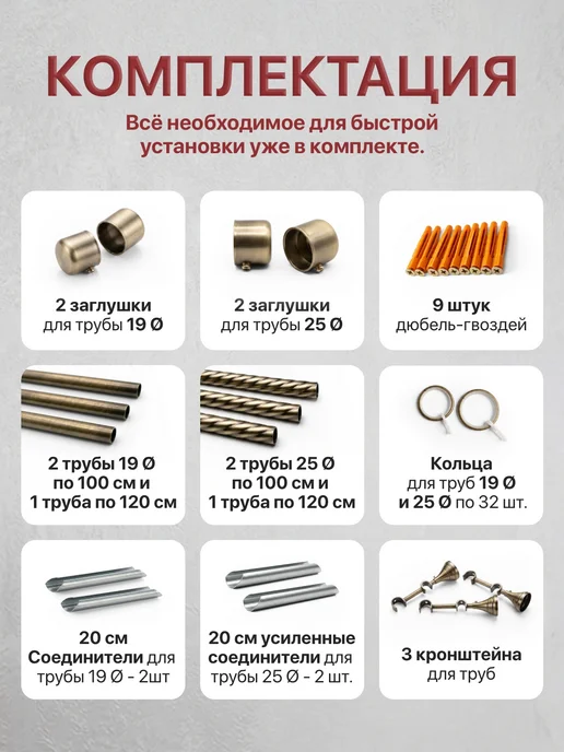 Прима Дом Карниз для штор и гардин настенный двухрядный 300 см 3 м, 3,2 м, фото 5